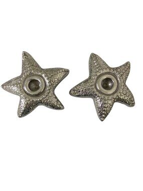 Aluminum Silver Starfish Candle Holder Nautical Home Decor Set Of 2